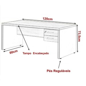 Mesa de Escritório com Gavetas 1,20x0,60m - WORKSTART - NOGAL SEVILHA/PRETO - 21471 20 Mesa de Escritório com Gavetas 1,20x0,60m - WORKSTART - NOGAL SEVILHA/PRETO - 21471 8424485585 Medidas Mesa de Escritório com Gavetas 1,20x0,60m - WORKSTART - NOGAL SEVILHA/PRETO - 21471